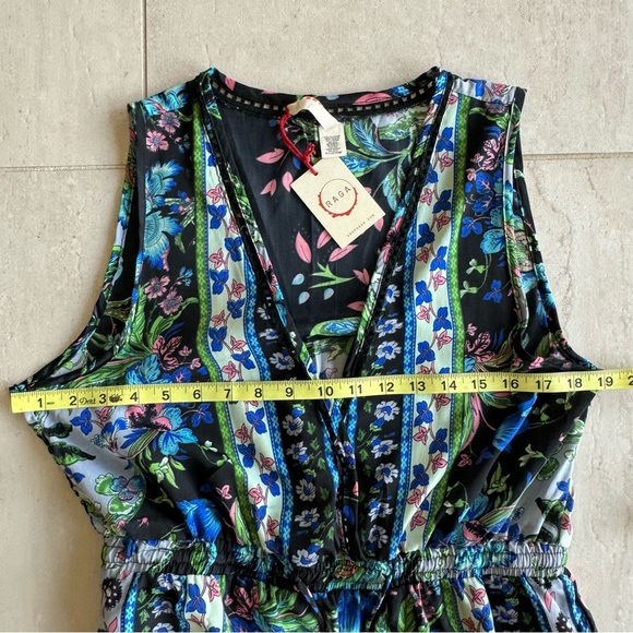 Raga Anthropologie Jumpsuit Multicolor Paisley Floral Sleeveless V-neck Size L - Picture 5 of 10
